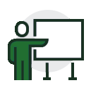Image of person next to white board, how training works